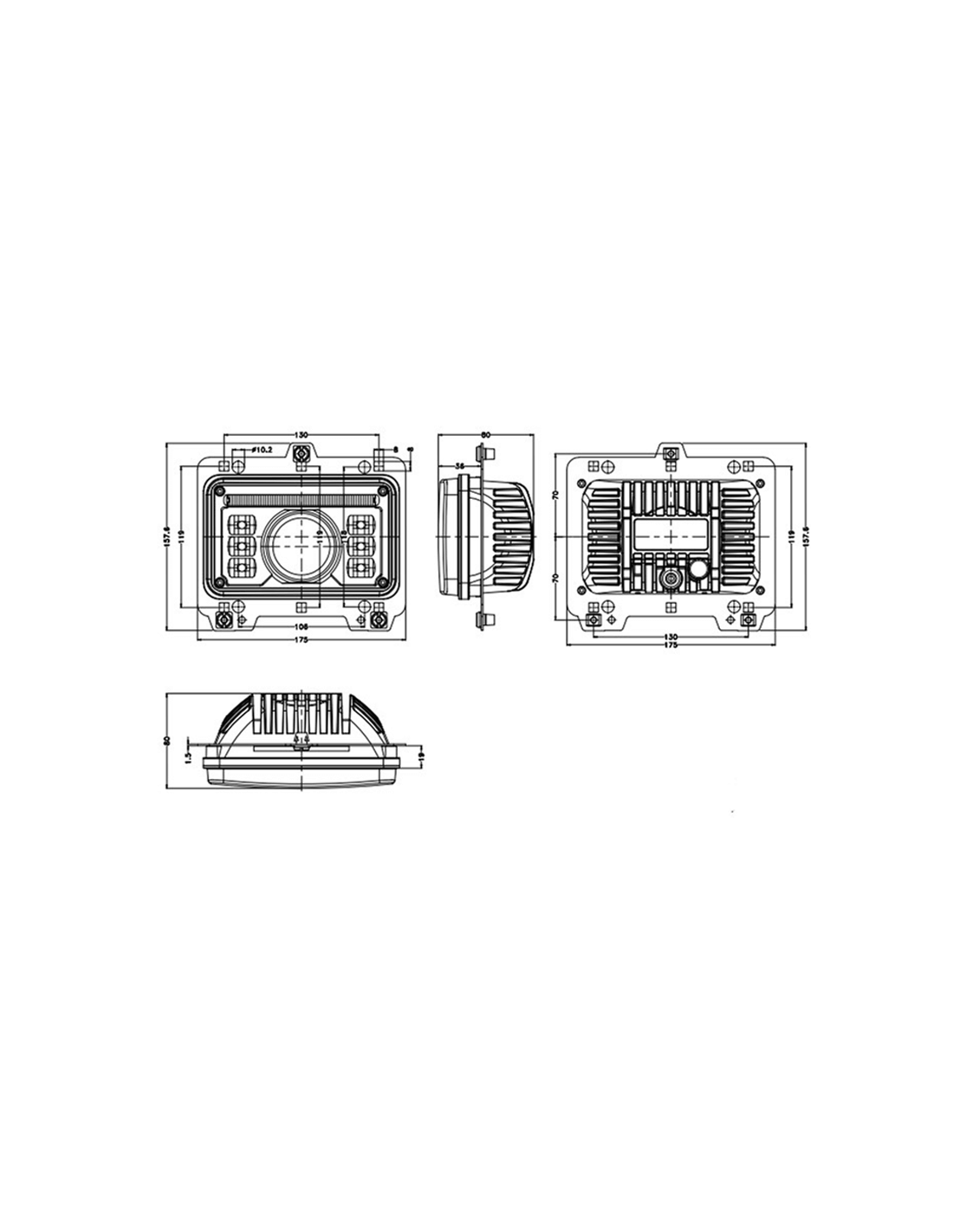 Poderoso Farol LED Retangular Aprovado 5700LM LeonLeds