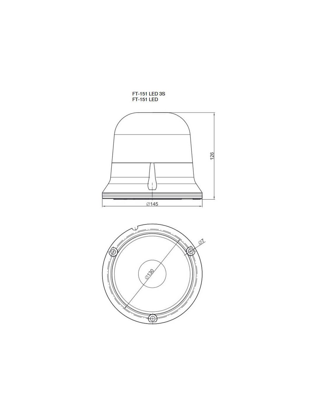 Rotativo LED Ambar Para Soporte FT 151 3S DF LED LeonLeds