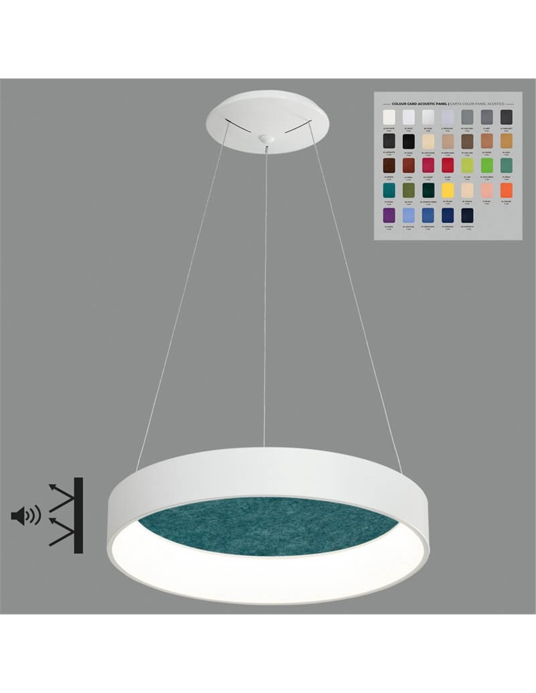 Candeeiro suspenso LED DILGA Ø 60cm Branco Preto 48W 3730lm 2700K