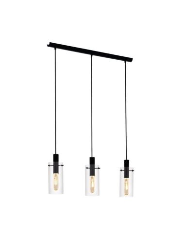 Montefino plafonnier LED cylindrique en verre 3XE27 | Lampe classique en verre Eglo Iluminación | LeonLeds Iluminación