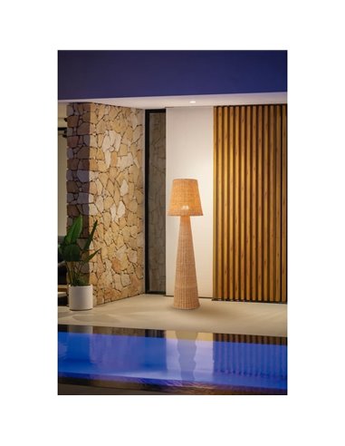 Candeeiro de pé LED para exterior com cabo Arteixo Juta LOLA 165 NATURE, rattan, E27 - exterior/interior