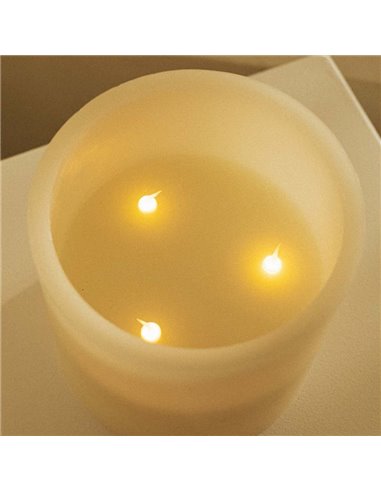 Bougie LED 3 mèches effet flamme, lumière chaude, DOLO, carré 15cm, x2 piles - extérieur/intérieur