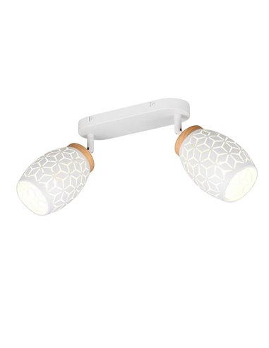 Barrette de 2 Ampoules Spots Plafond BIDAR excl. 2x E14 max. 10W IP20 Blanc