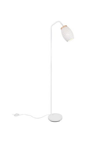 BIDAR Lampadaire Interrupteur à pédale Ampoule excl. 1x E27 max. 10W IP20 Blanc