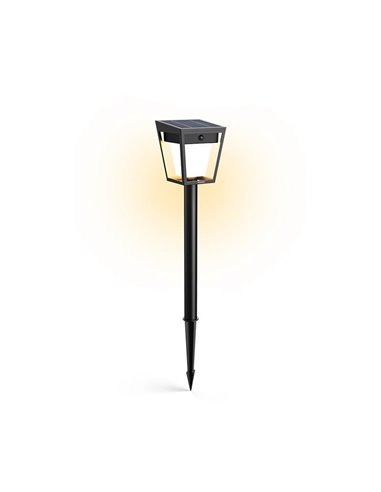 Pedestal LED de exterior solar NISSA, con sensor de movimiento, negro 1,8W 250Lm, 3000K, IP44