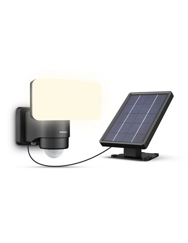 Aplique negro con panel solar LED con sensor TYLUS ultraeficiente, 6W 3000K/5000K