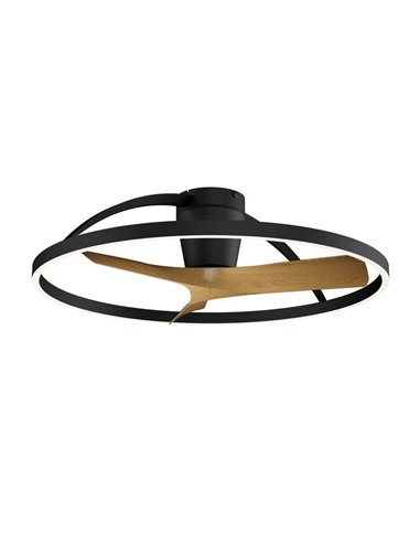 Ventilateur de plafond avec lumière LED noir et bois NEPAL II, 32W dimmable, 2700K-4000K-5000K, Ø 75cm