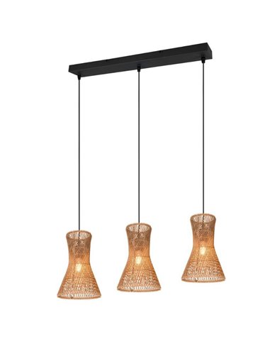 Luminária de teto BIJOU com 3 cúpulas de papel trançado e altura ajustável Lâmpada excl. 3x E27 máx. 10 W IP20