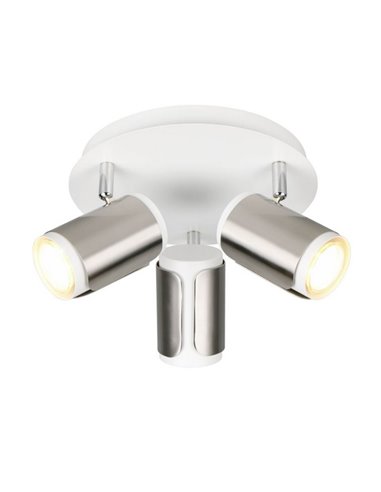 Luminária de teto redonda GILLAN Ø30cm com 3 focos sem lâmpada. 3x GU10 máx. 10W IP20 branco