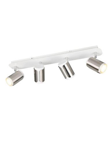 Barrette de 4 spots orientables GILLAN, ampoule exclue. 4x GU10 max. 10W IP20 blanc