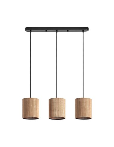 Lampe à suspension avec 3 abat-jours circulaires en bambou naturel RAIL, 3xE27