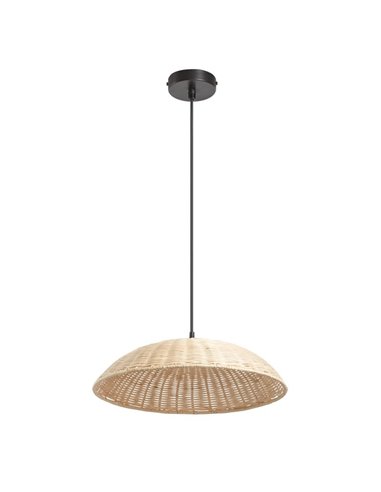 Luminária pendente TRENZA em rattan natural, trançado com acabamento orgânico, cabo e canópia pretos, ø40cm, 1xE27