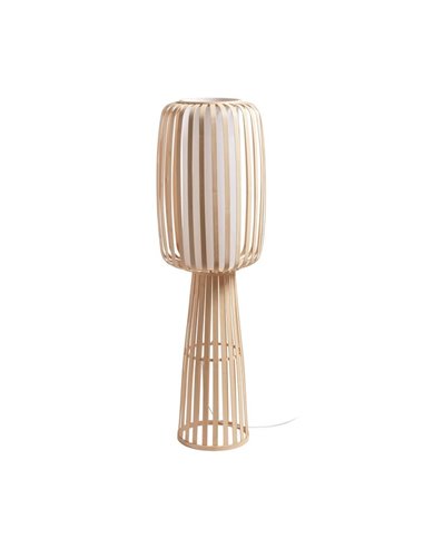 Candeeiro de mesa alto CINTIA em bambu natural, com cúpula interna branca, A: 39,5 cm, E27