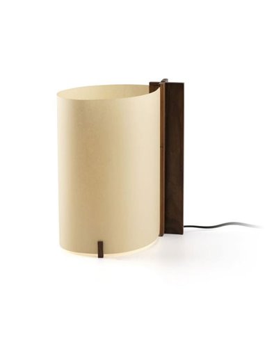 Lampe de table LED CATA, avec abat-jour en bois de noyer et papyrus, 2W 2200K (lumière super chaude)