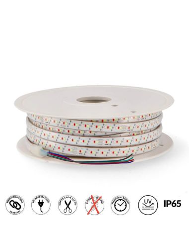 Bande LED RGB 220V AC SMD2835 Bergamo 13W/m IP65 RGB - Dimmable et Connectable | LeonLeds