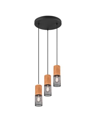 Lámpara de techo vintage marrón y negra Tosh 3xE27 304330332 Trio | LeonLeds