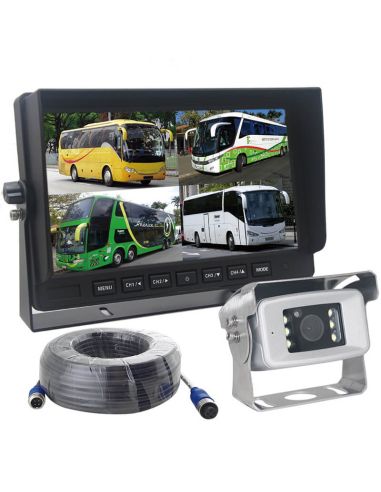 Kit de Cámara Trasera con Pantalla AHD 10” - Visión Cuádruple HD 1080P | IP69K | Cable 20m