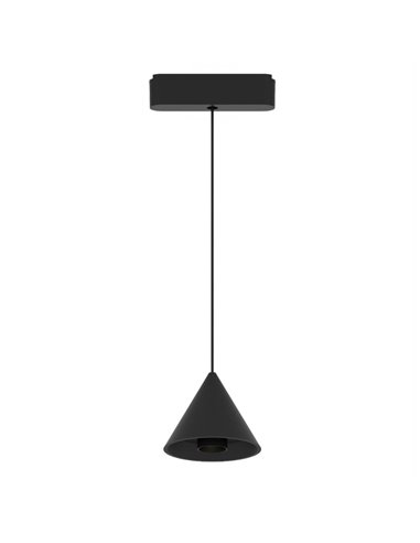 Luminária pendente LED com calha cónica, LIMBO, 6W, 24º preto, 3000K ou CTT regulável