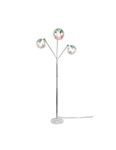 Lampadaire avec 3 abat-jours en verre irisé PAXTON interrupteur intégré ↕200cm ampoule hors TVA. 3x E27 max. 10 W IP20