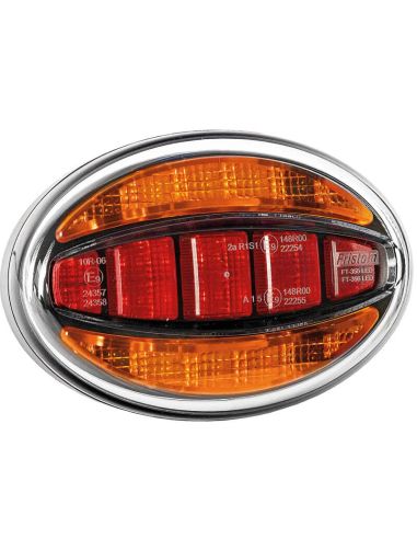 Feu arrière LED ovale FT-355 - 12/24 V - 3 fonctions - Homologation E9 2a R1 S1