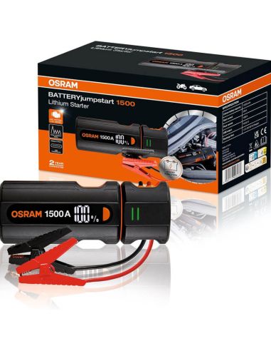 Démarreur de batterie OSRAM BATTERYjumpstart 1500 - 12 V, 1500 A, fonction Boost, charge rapide PD60 W