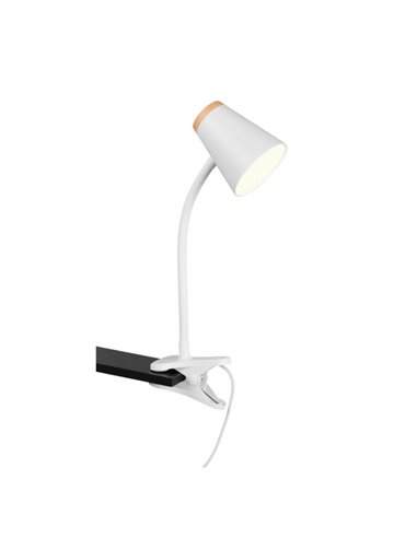 Lampe à pince LED PONGO, type col de cygne, avec interrupteur intégré, 4,5 W, 1 x 500 lm, 3 000 K, IP20, blanche