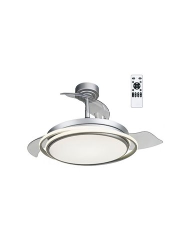 Ventilateur LED ANTILA à pales pliables, argenté, 60 W, 6 000 lm, CCT Dim