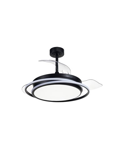 Ventilateur LED ANTILA à pales pliables, noir, 60 W, 6 000 lm, CCT Dim