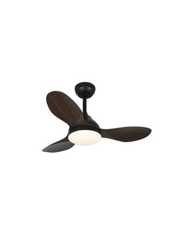 Ventilateur LED noir STEL MINI avec pales en bois, 20W 1900Lm CCT Dim, Ø92cm