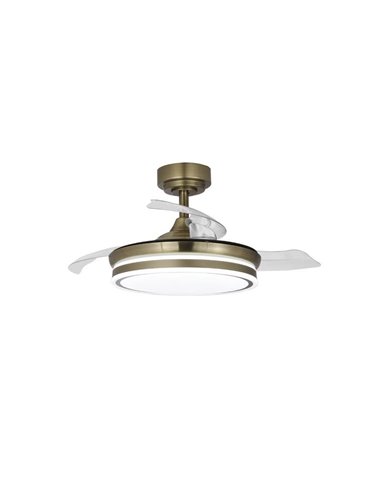 Ventilateur LED MOSS MINI à pales pliables, cuir, 46 W, 5 520 lm, CCT Dim, Ø 39 cm