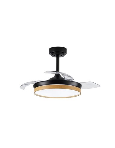 Ventilateur LED PANAM MINI à pales repliables, noir 46W 5520Lm CCT, Ø39cm