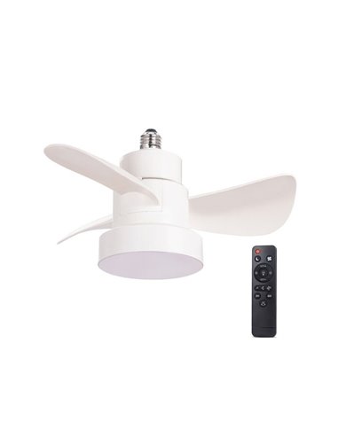 Ventilateur à visser E27 avec lumière LED BAYAD, Blanc 15W 1400Lm CCT Dim, Ø36cm