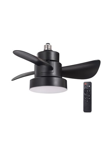 Ventilateur à visser E27 avec lumière LED BAYAD, noir 15W 1400Lm CCT Dim, Ø36cm