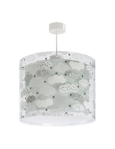 Lámpara de Techo gris con nubes con una pantalla redonda serie Clouds de Dalber 41412E | LeonLeds Iluminación