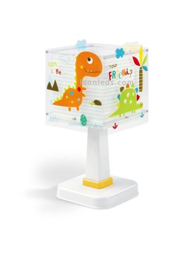 Lampara Infantil de mesa Serie Dinos con Pantalla cuadrada 73451 Dalber | LeonLeds Iluminación