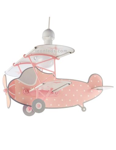 Plafonnier avion pour enfants en forme d'avion rose de la série Stars avec étoiles 54212S | Éclairage LeonLeds