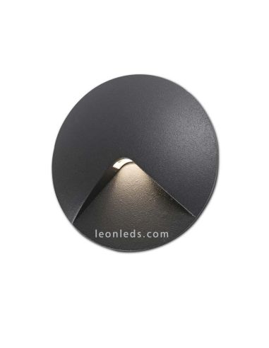 Encastré mural LED Extérieur Jardin Rond Gris Foncé 2W 3000K | Lampe de jardin LED encastrée pas cher | Éclairage LeonLeds