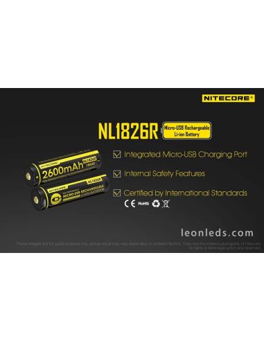 Nitecore NL1826R Batterie rechargeable au lithium 18650