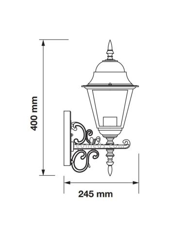 Aplique pared de exterior negro SOLAR 20,7cm aluminio y cristal E27 2W IP44  2700K