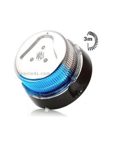 Gyrophare LED Bleu Magnétique 7,8 mètres de câble spiralé Fristom