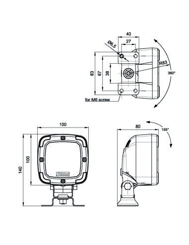 Faro LED cuadrado 6.000Lm Óptica Combo 12-70V - WAS