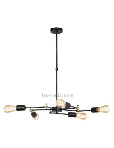 Lámpara de techo araña 5 brazos orientables de diseño Vintage serie Atomic | LeonLeds Iluminación