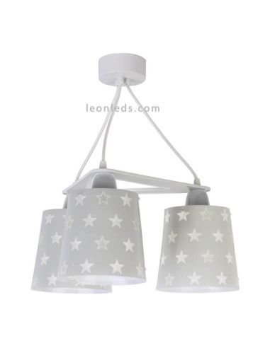 Lámpara de techo infantil con 3 pantallas de color Gris serie Stars | LeonLeds