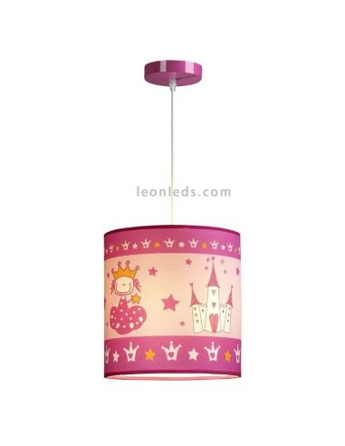 Lámpara de techo Princess rosa de castillos E27 | LeonLeds.com