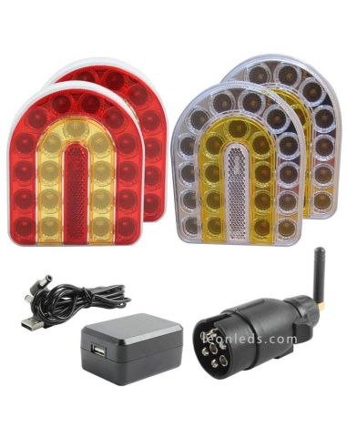 Kit de luzes dianteiras e traseiras de LED sem fio magnético Connix | Leon Iluminação LED