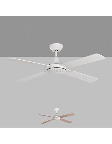 Ventilateur de plafond blanc et bois Raki ACB Lighting | Éclairage LeonLeds