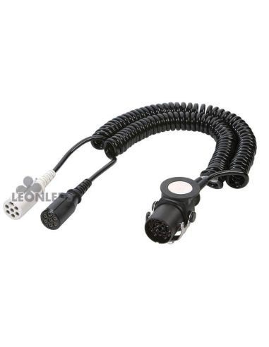 Cable en espiral doble 7P a 15P 24N + 24S a 15 Pin Plástico Euro 6 Vignal | LeonLeds