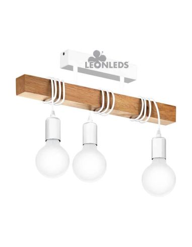 Plafonnier vintage blanc Townshend 3XE27| Plafonnier Vintage en Bois de Eglo Lighting | Éclairage LeonLeds