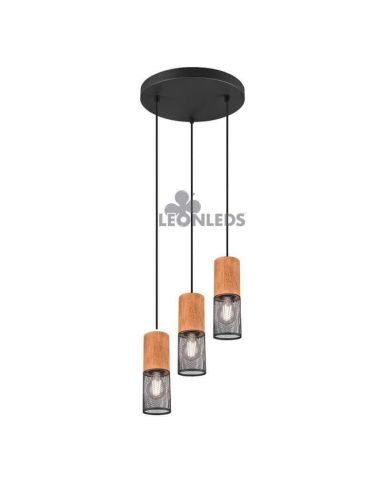 Trio Lighting Plafonnier LED Tosh 3xE27 Vintage Marron & Noir|Métal Marron & Noir| Éclairage LeonLeds