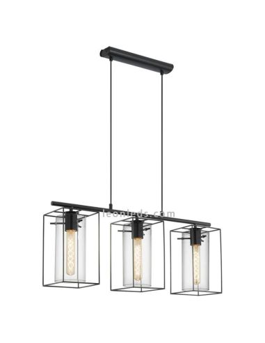 Suspension LED en cristal Loncino 3XE27 | Plafonnier Vintage de Eglo Iluminación | Éclairage LeonLeds